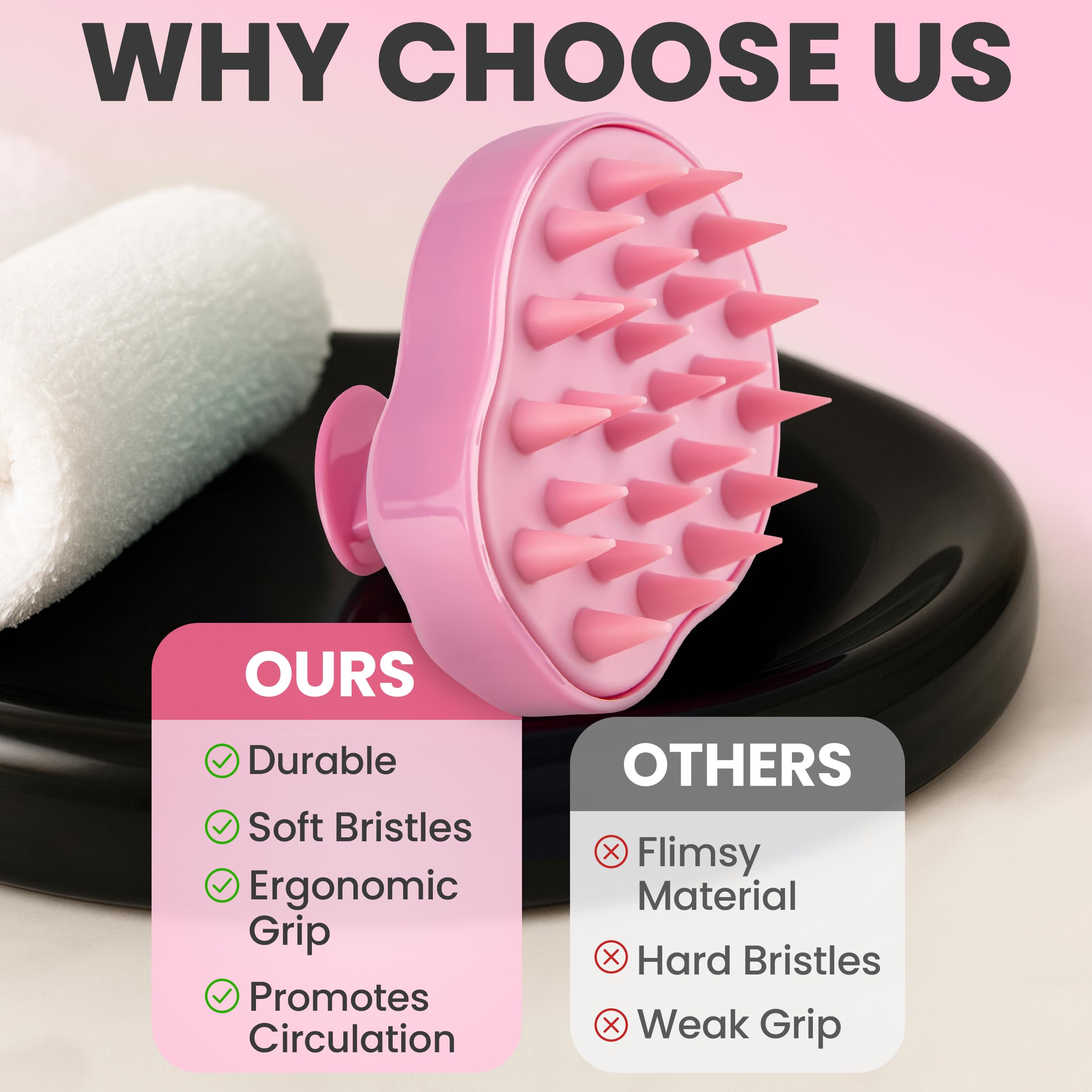RELAXXO wet-dry use brush ideal for shower routines and relaxing scalp massage.