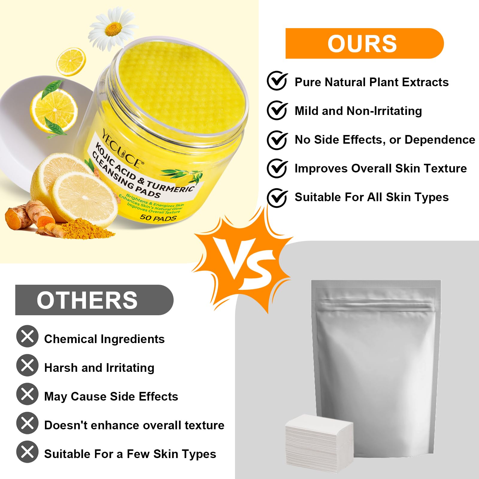 ReliCo Turmeric cleansing pad gentle formula with vitamins B5 and C for hydration.