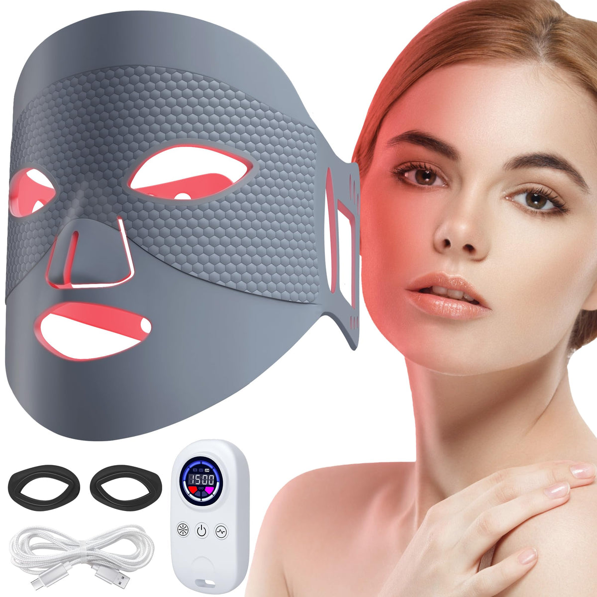 Reluien red light mask face strap for comfortable, even light therapy.