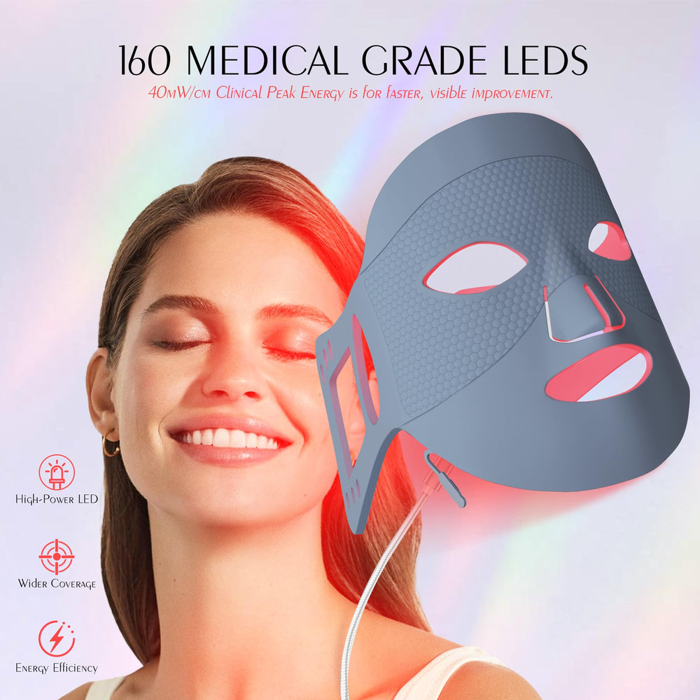 Reluien red light mask LED panel closeup shows dense diode array for effective treatment.