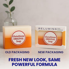 Relumins glutathione soap bar closeup shows rich texture for gentle exfoliation