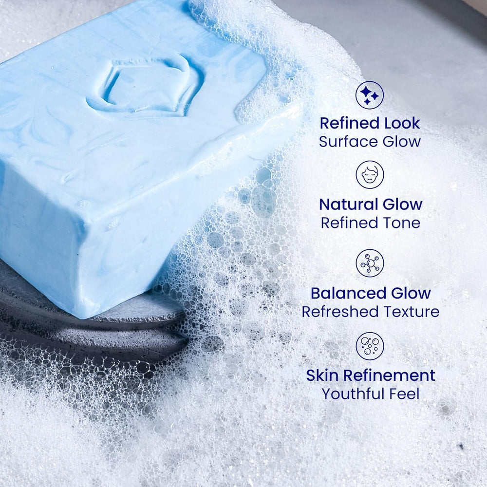 Set of 10 Relumins Glycolic Soap Bars, each 135g for regular use.