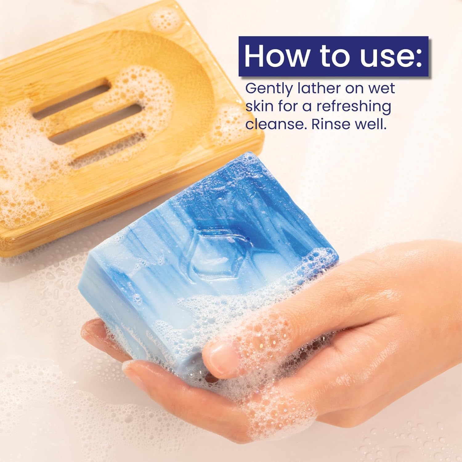Relumins packaging display of glycolic soap bars for daily skincare routines.