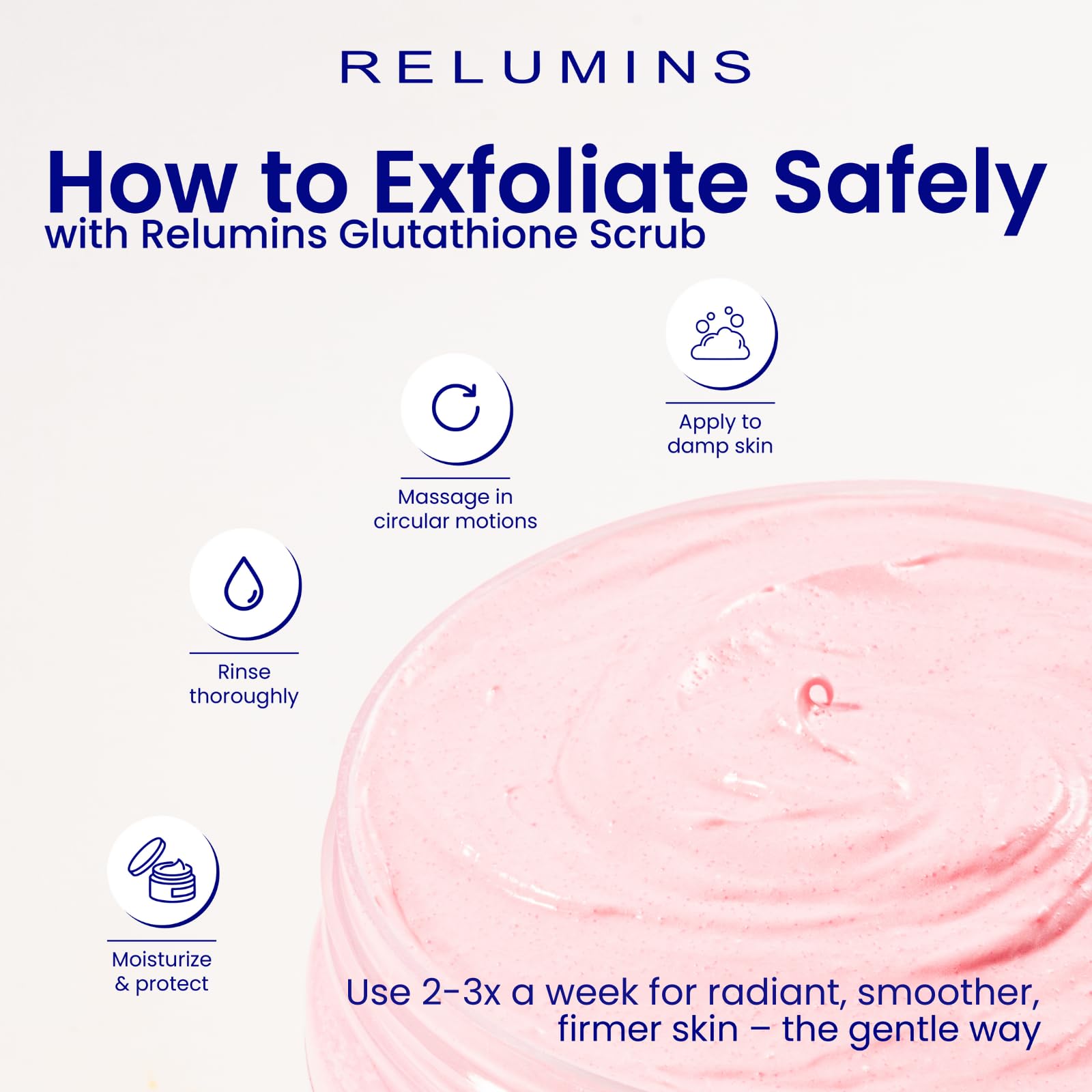 Relumins Premium Summer Body Scrub hydrating formula swatch on skin
