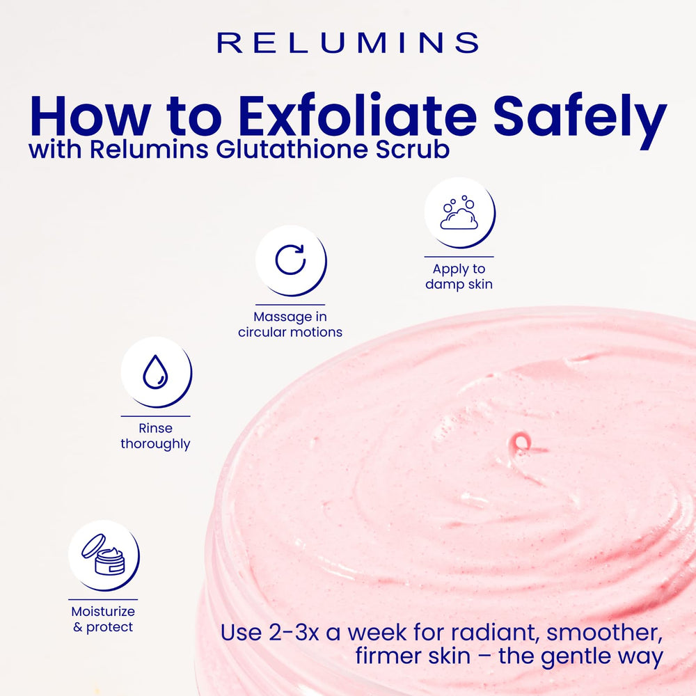 Relumins Premium Summer Body Scrub hydrating formula swatch on skin