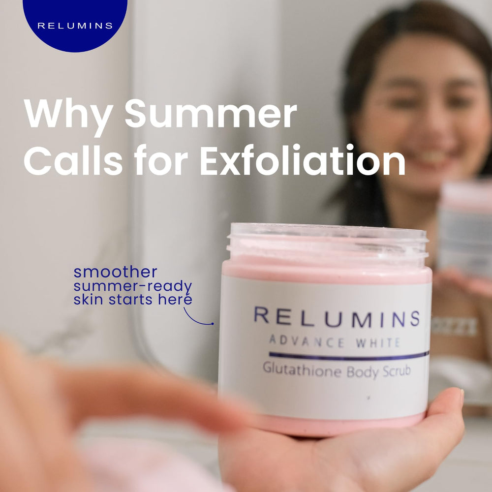 Relumins Premium Summer Body Scrub texture with micro-particles for refined tone