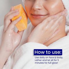 Relumins Triple Glow Bar Soap exfoliation texture close-up showing gentle scrubbing surface
