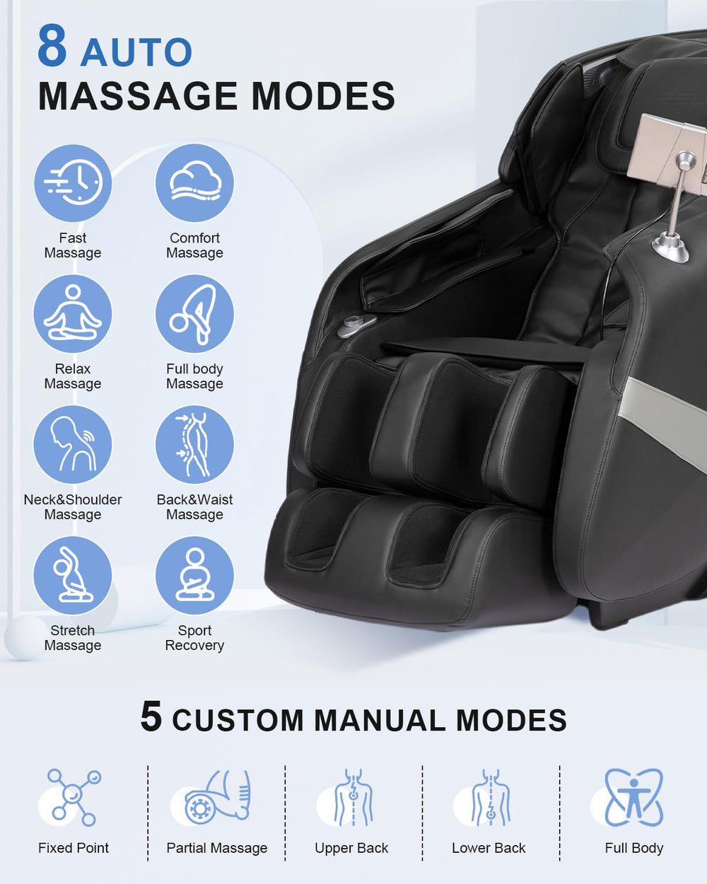 RELX zero gravity mode demonstrating weightless comfort for deep relaxation.