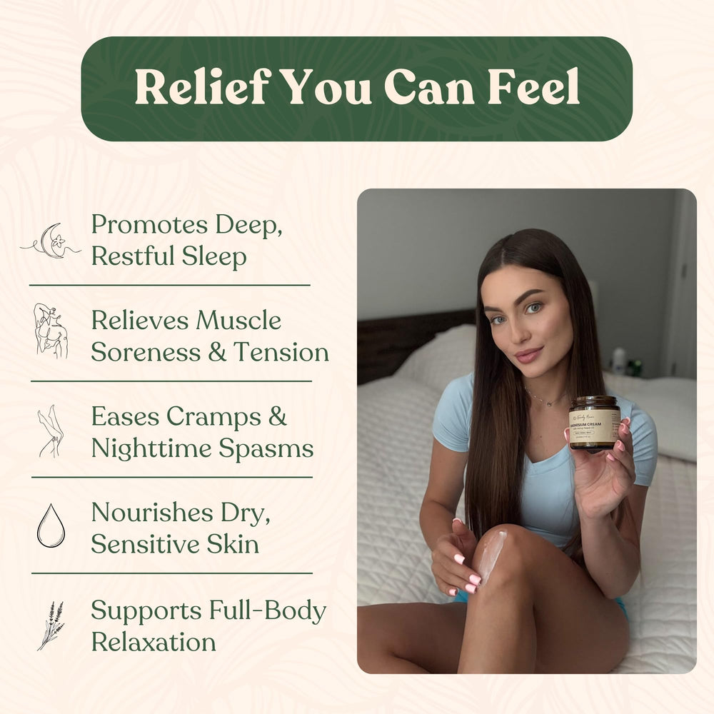 Remedy Mama Magnesium Cream jar close-up showing rich texture and absorption
