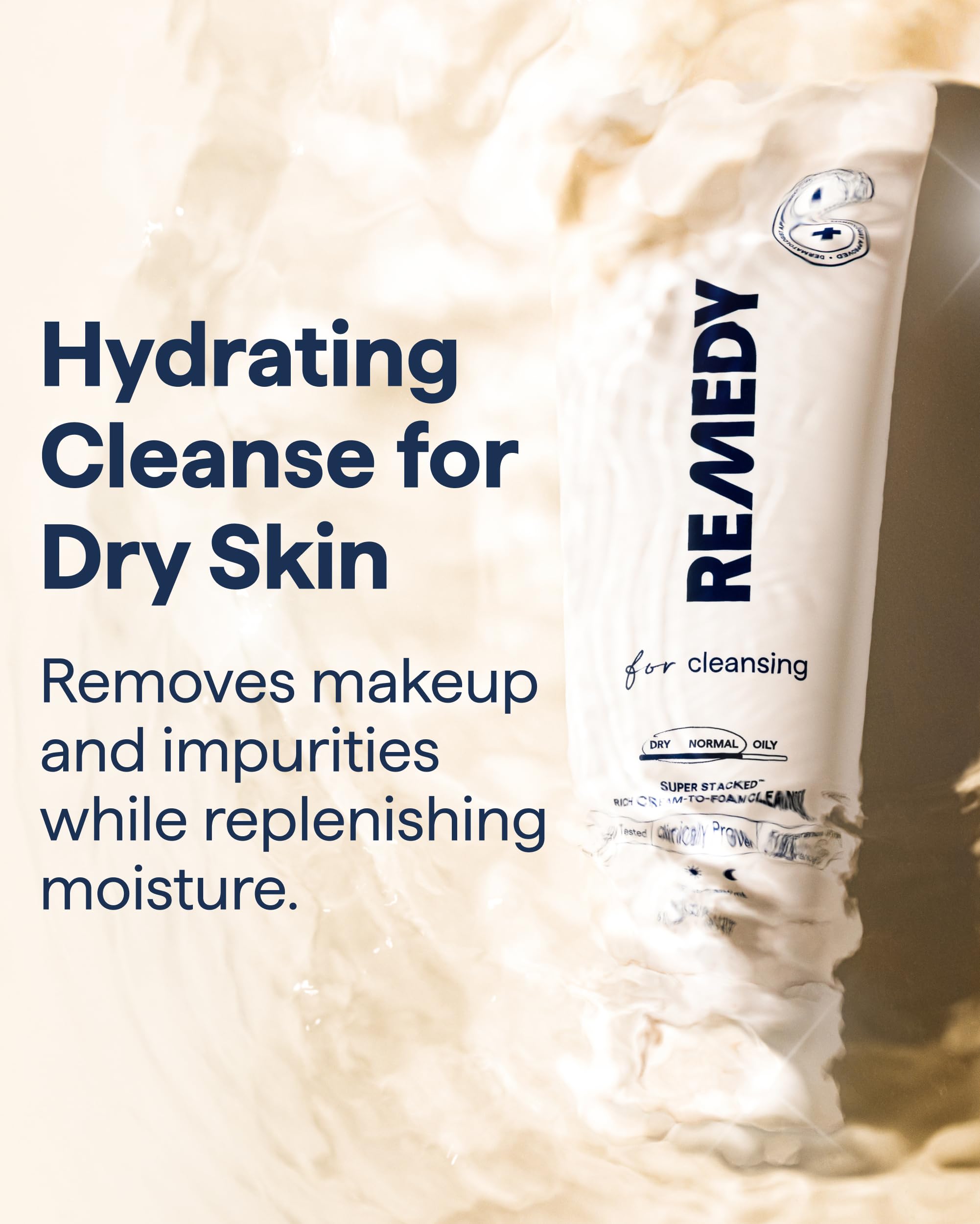 Remedy Science ceramide complex on skin after cleansing for soft, balanced feel