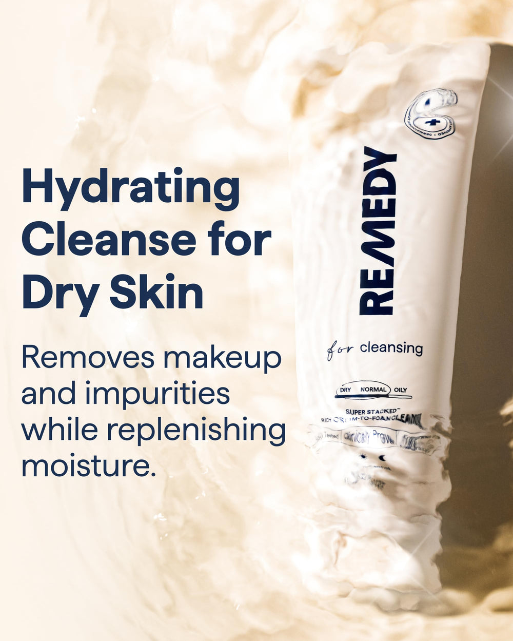 Remedy Science ceramide complex on skin after cleansing for soft, balanced feel