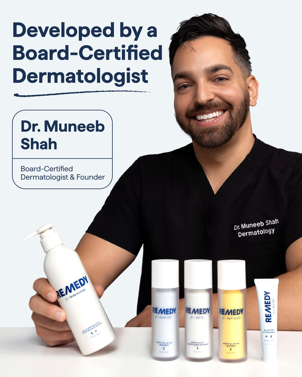 Remedy Science dermatologist-created formula bottle shown on packaging