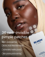 Remedy Science medical-grade hydrocolloid patches absorb fluid on a blemish