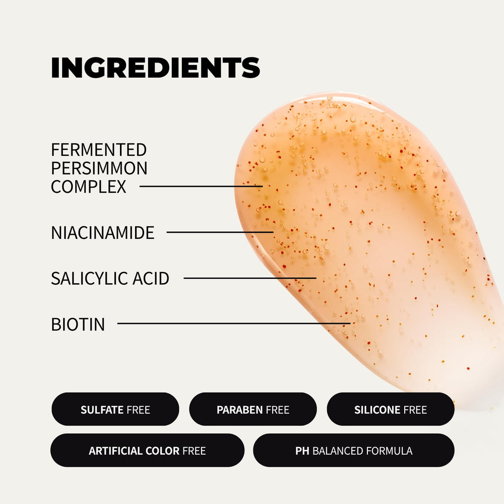 Rememberin Persimmon Shampoo walnut shell exfoliation gently removes buildup.