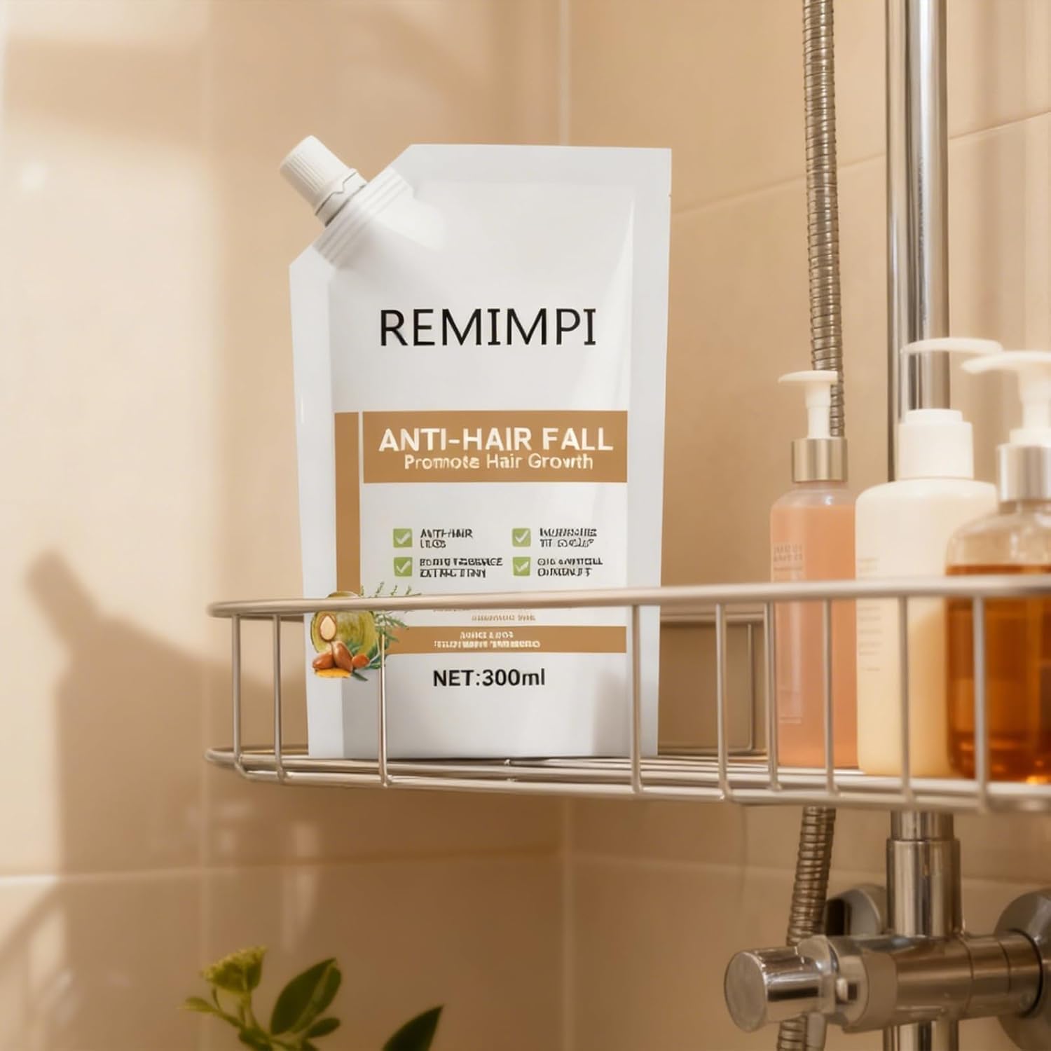 Remimpi Anti Hair Loss Shampoo packaging display with two-piece set.