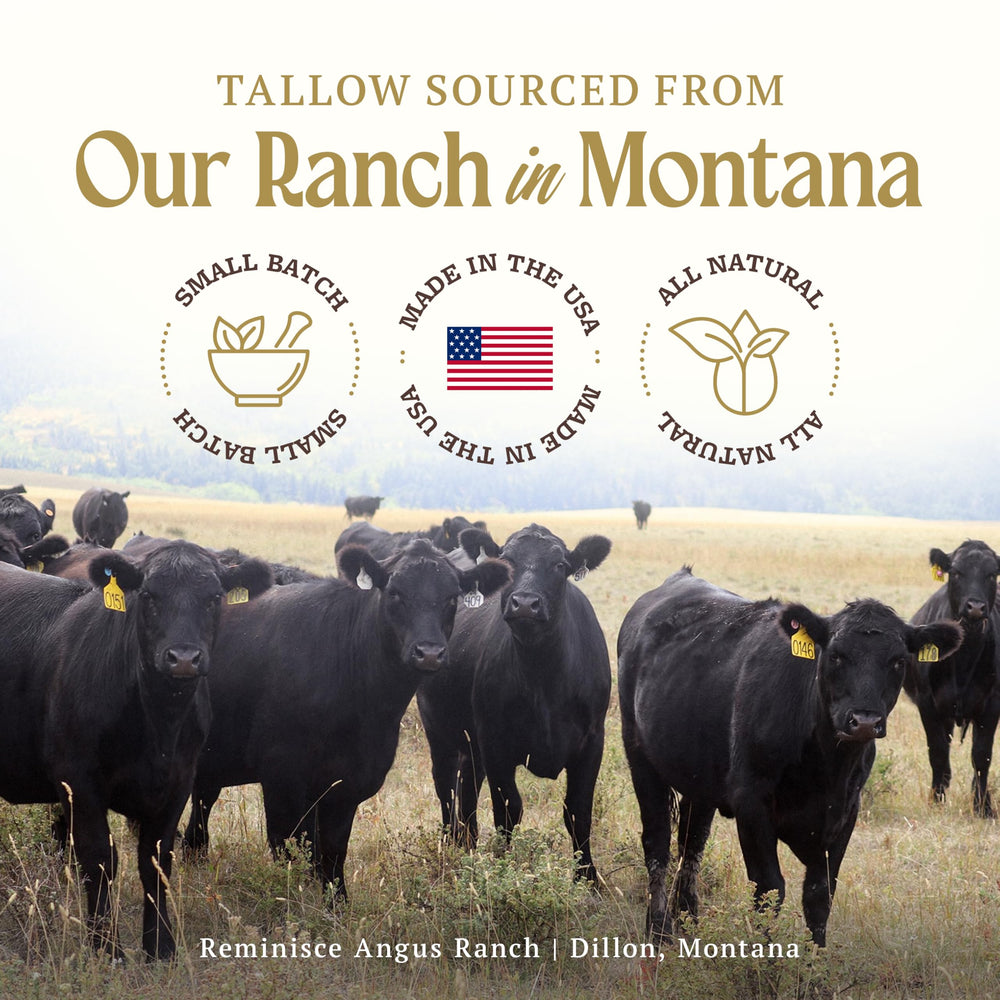 Creamy texture close-up of Reminisce Angus Ranch balm for deep, non-greasy hydration.