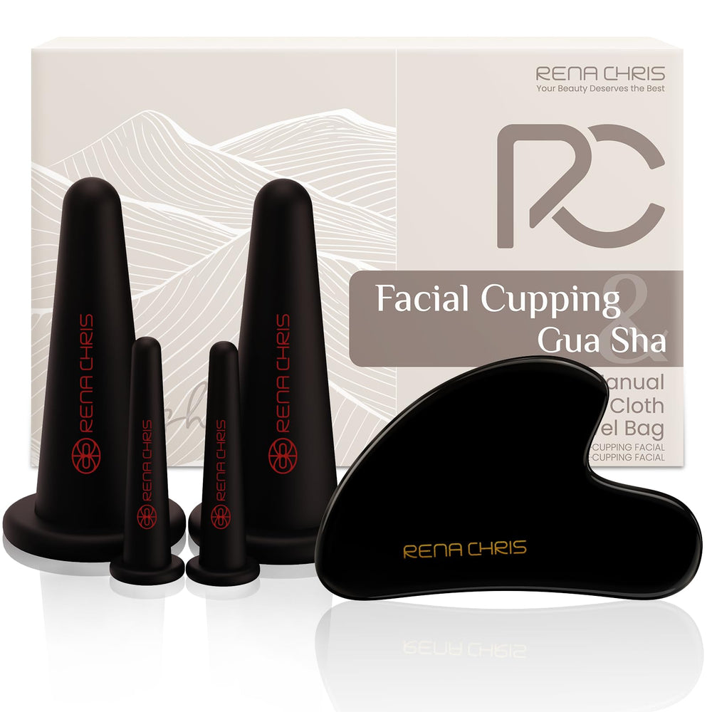 Rena Chris face cupping set in black enhances contours with gentle suction.
