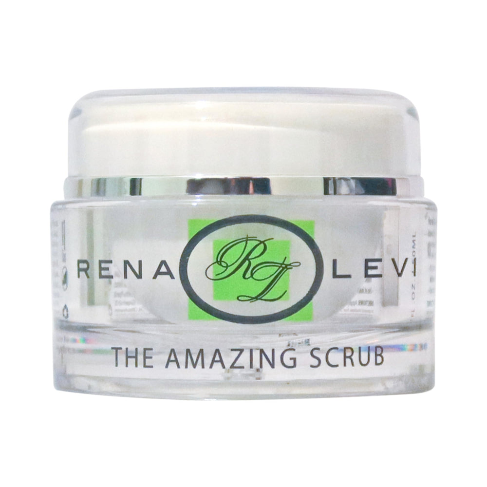 Rena Levi natural microdermabrasion scrub bottle shown for reference