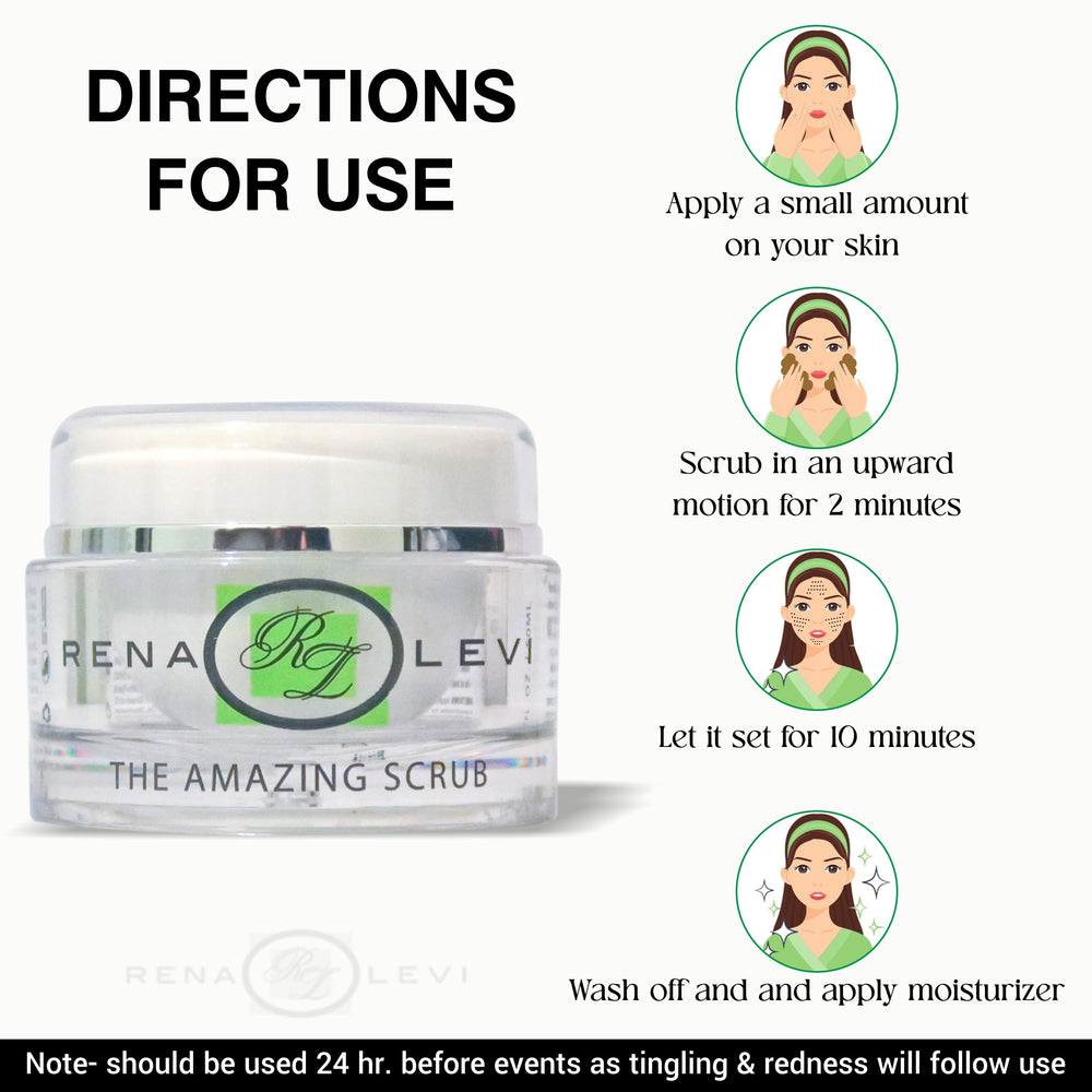 Rena Levi scrub in use shows gentle cleansing and oil balance