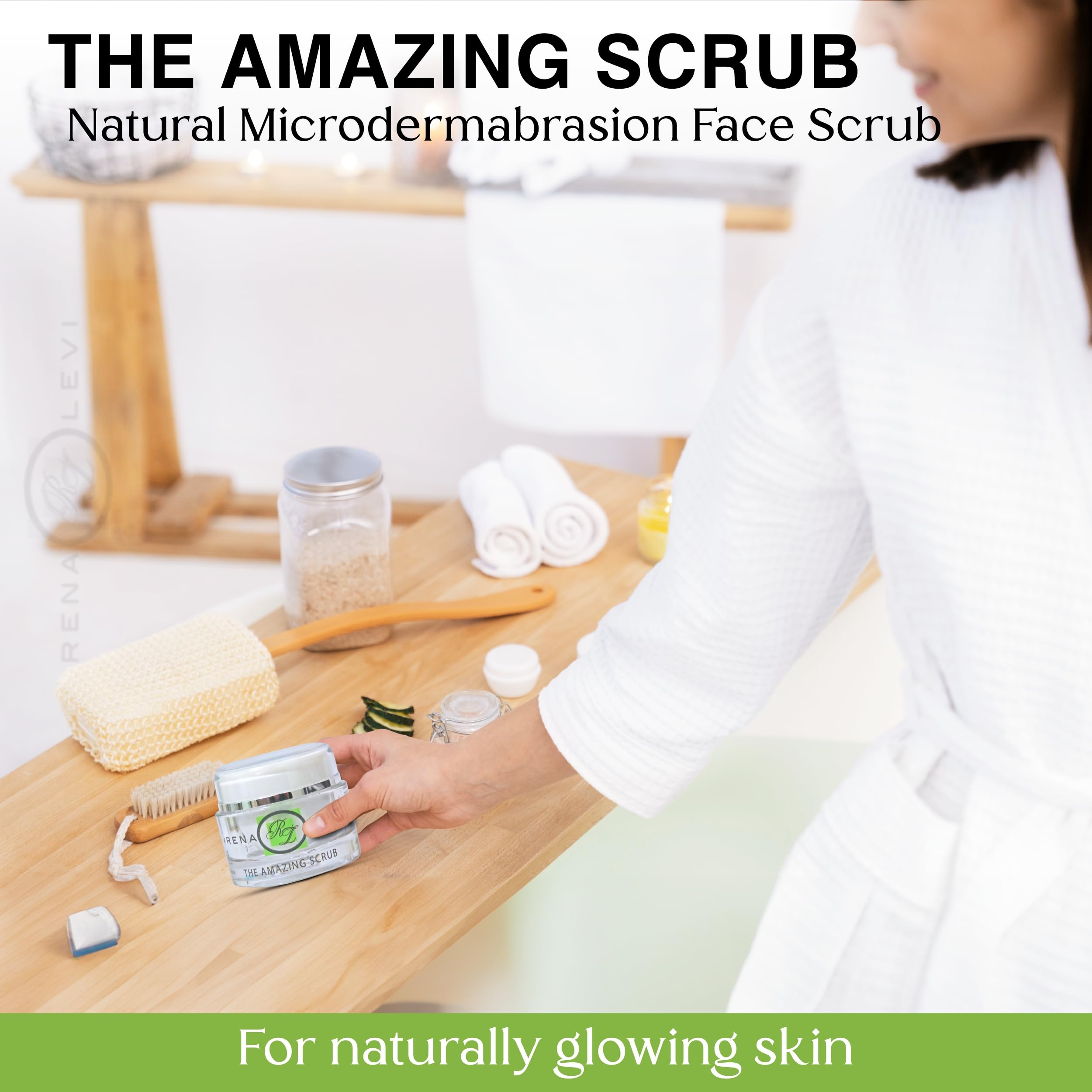 Rena Levi texture close up reveals fine exfoliating grains for gentle scrub