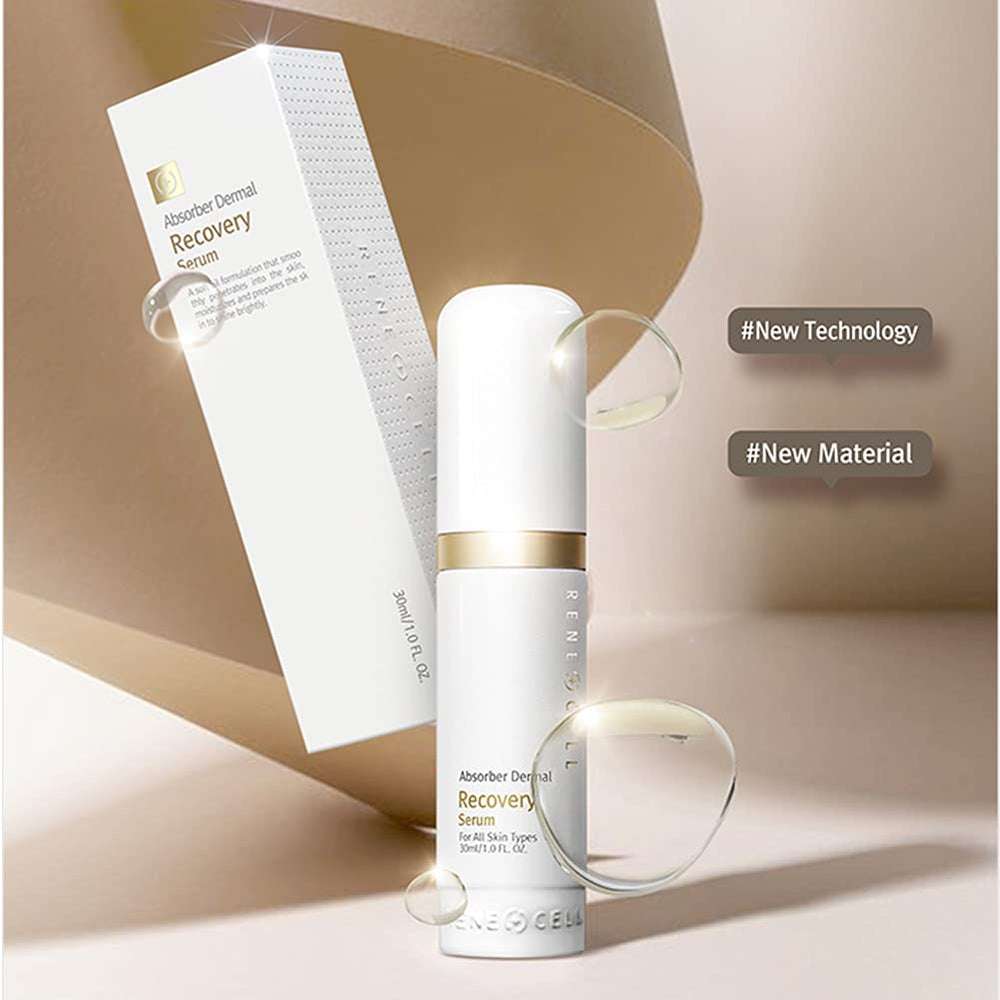 Renecell Absorber Recovery Serum application demonstrates quick, non sticky moisture boost.