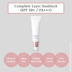 Renecell Complete Layer Sunblock bottle close-up showing Vitamin D synthesis support.