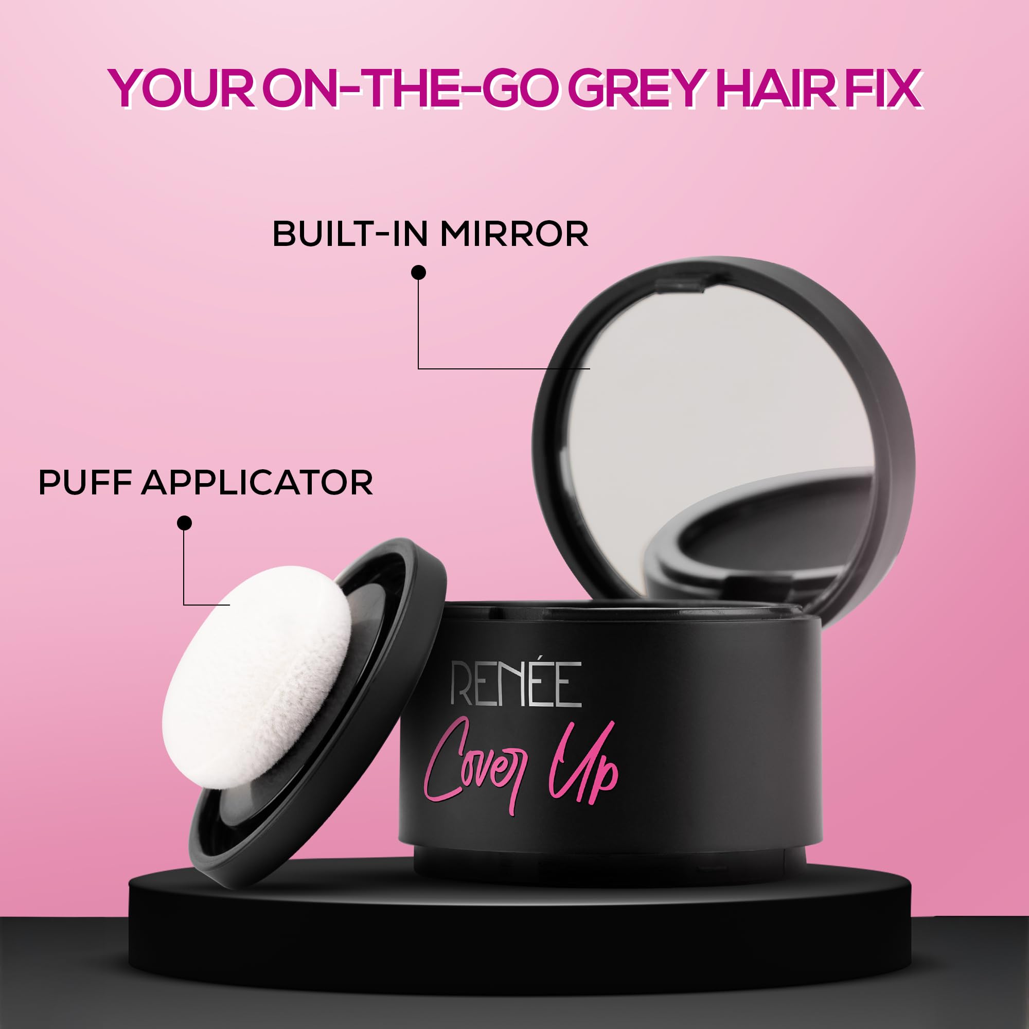 RENÉE Cover-Up Hair Powder applicator enables precise, mess-free targeting.