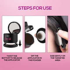RENEE Cover-Up Hair Powder Brown application strokes illustrating matte, flawless finish.