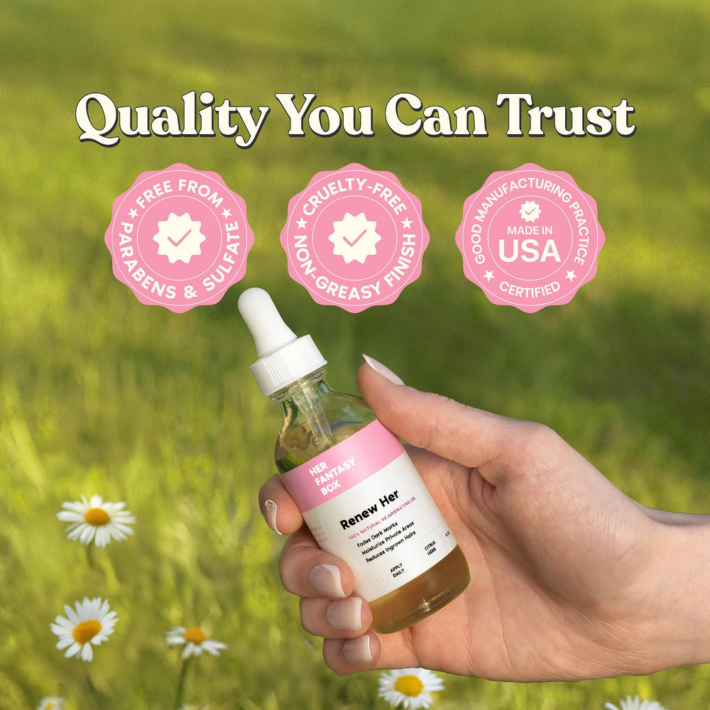 Renew Her oil applied on body for versatile skincare use.