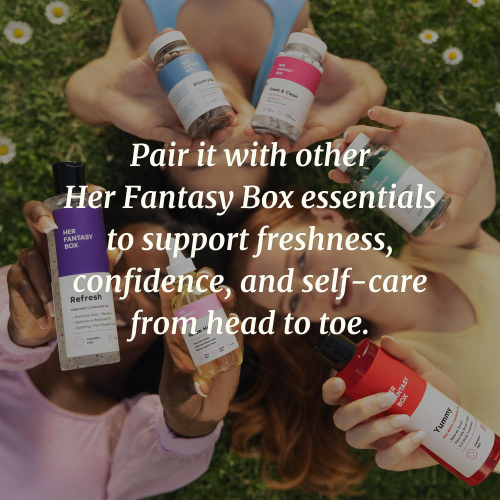 Renew Her product label in clean, natural branding.