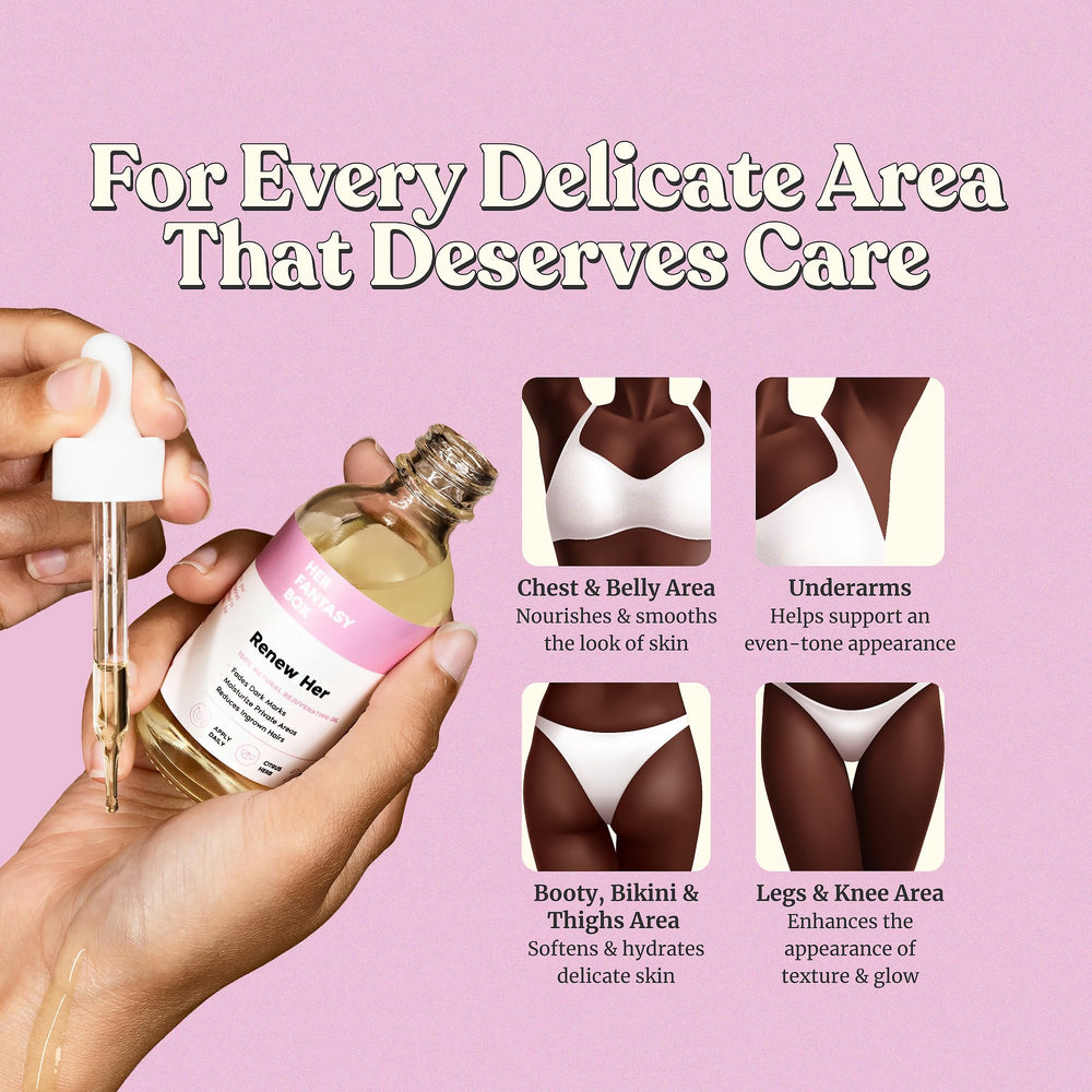 Renew Her oil texture swatch reveals silky, moisturizing consistency.