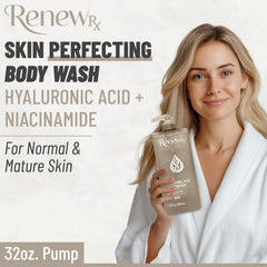 RENEW RX Body Wash close-up texture reveals creamy lather and gentle cleansing