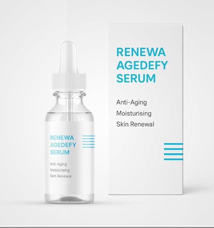 Renewa Skin AgeDefy Niacinamide Serum bottle showcasing lightweight hydration for brighter skin.