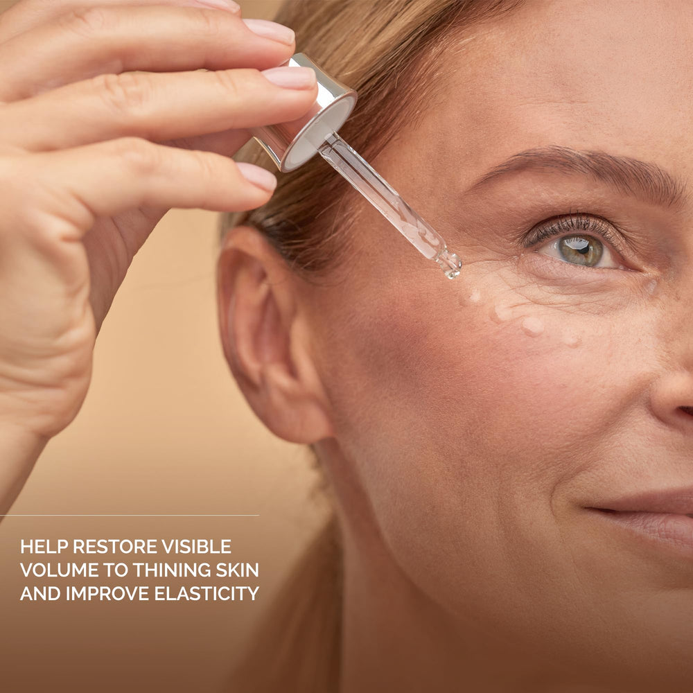 Renewa Skin AgeDefy Niacinamide Serum with ginseng antioxidants for daily stress defense.