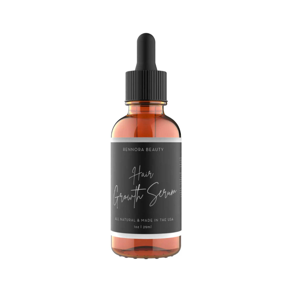 Rennora Beauty hair growth serum bottle highlighting premium herbal formula for scalp vitality.