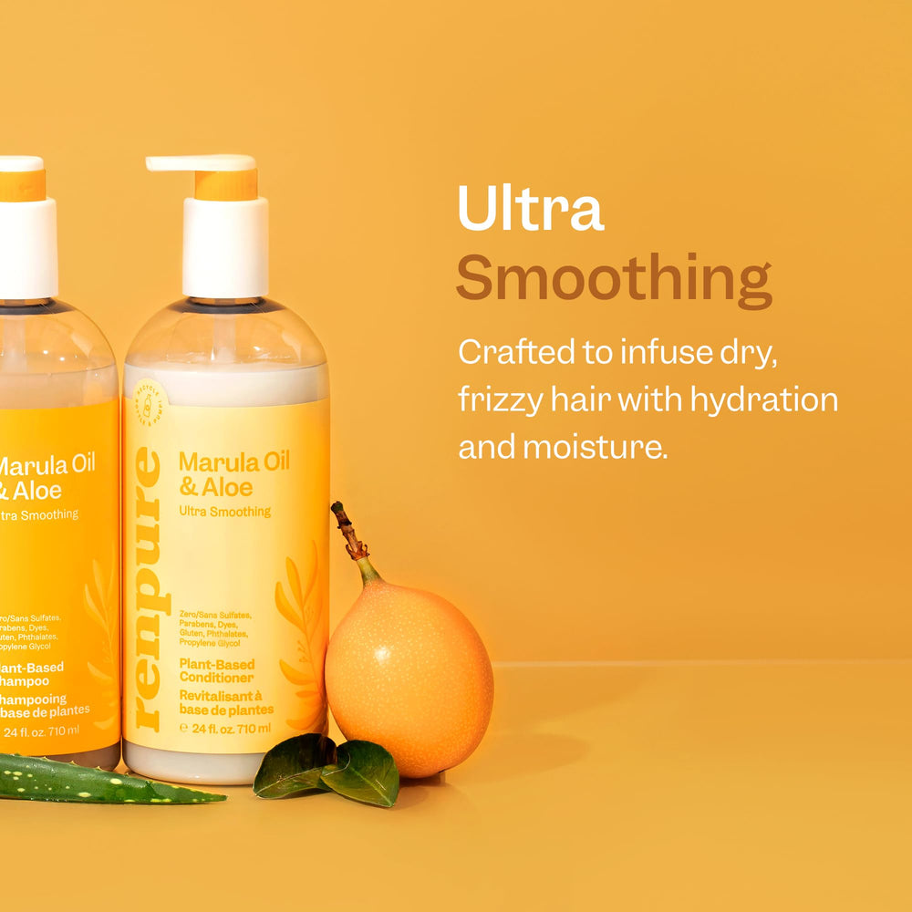 Renpure plant-based ingredients including marula oil and aloe for smooth, hydrated strands