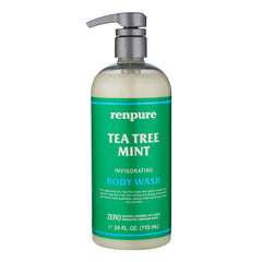 RENPURE tea tree peppermint body wash bottle with pump for refreshing cleanse