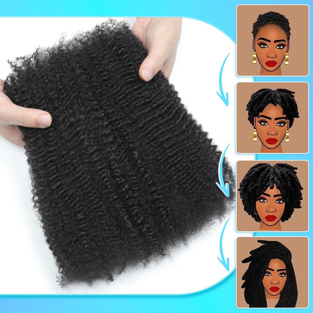 Renyarch Afro Kinky Bulk color 1B natural black for seamless blend