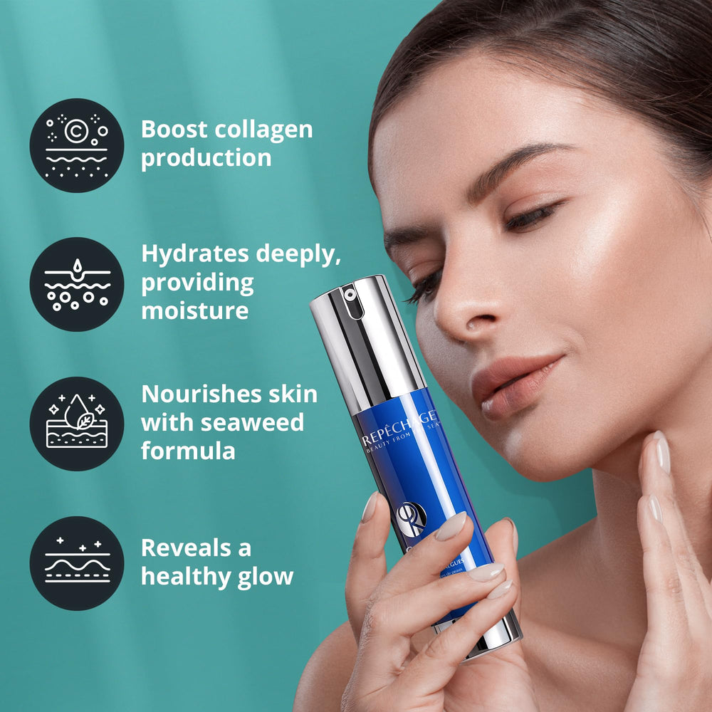 Repechage C Serum serum drop on skin shows fast-absorbing finish.