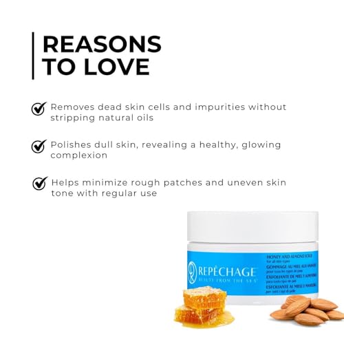 Repechage Honey and Almond Scrub texture with oats emphasizing nourishing exfoliation