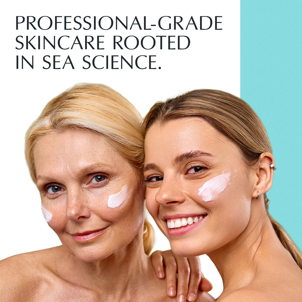 Cream applied to neck and décolleté during routine.