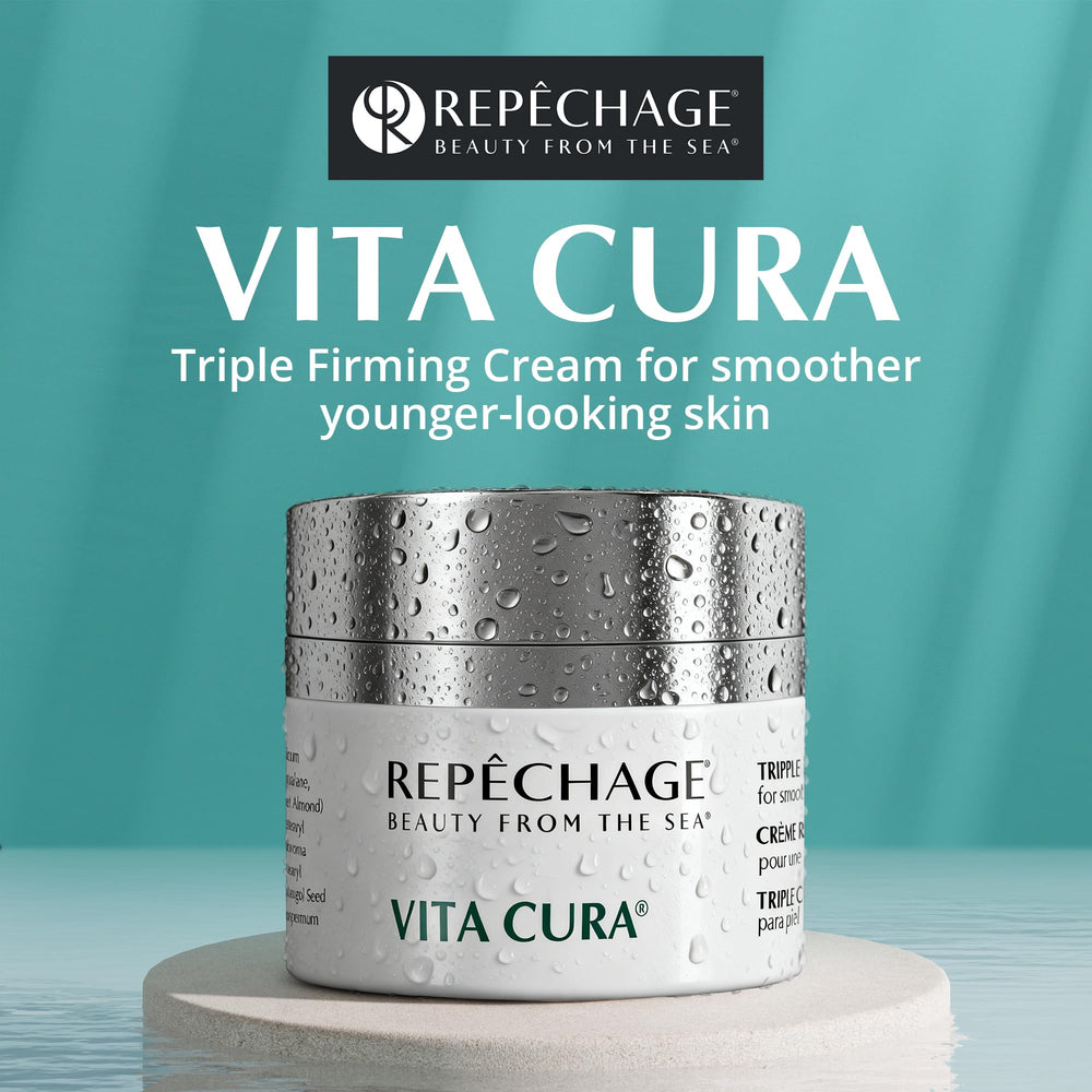 Repechage Vita Cura Triple Firming Cream pump-dispense demonstrates easy, controlled application.