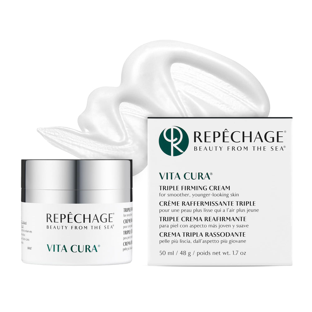 Repechage Vita Cura Triple Firming Cream texture close-up shows rich hydration.