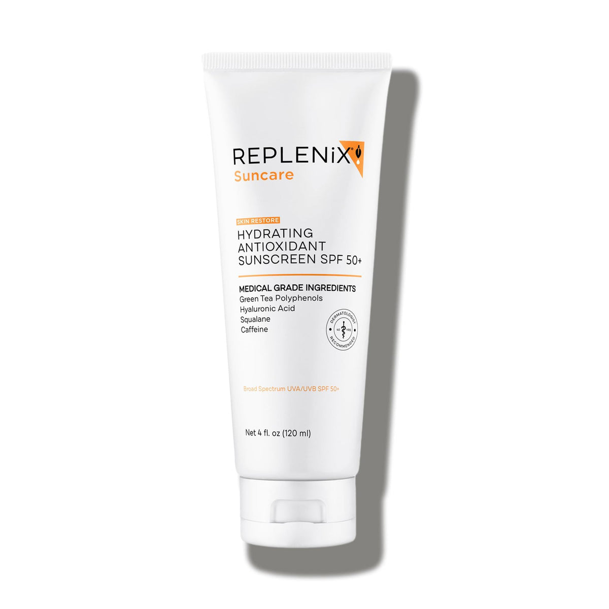 Replenix Antioxidant Hydrating Sunscreen bottle with sheer tint for no white cast.