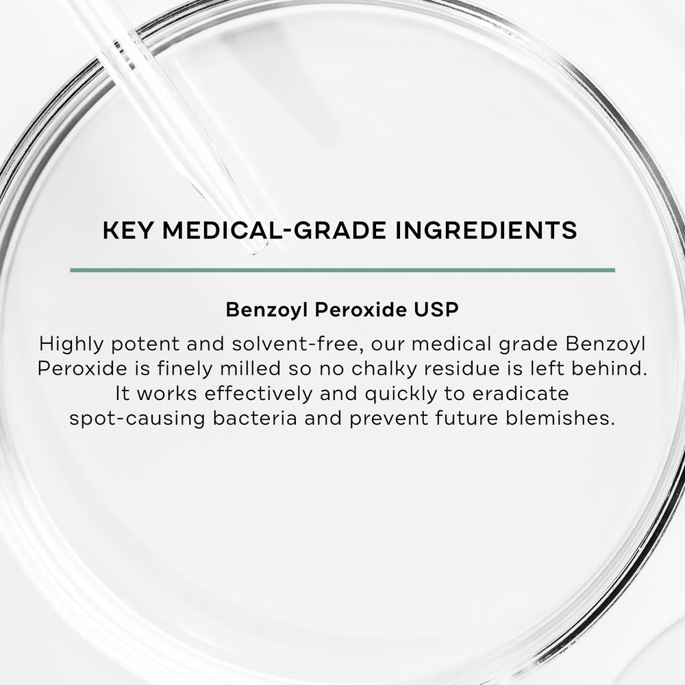 Replenix benzoyl peroxide gel texture closeup highlights smooth, lightweight formula