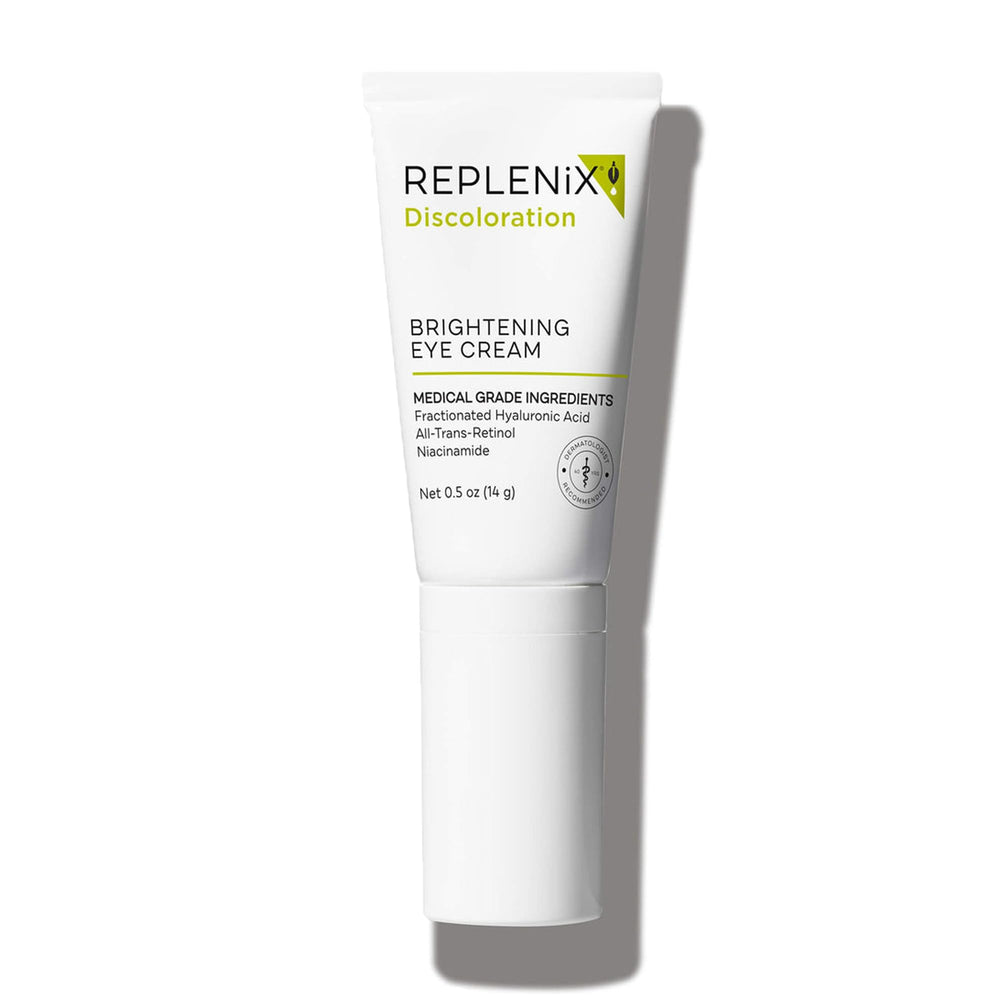Replenix Brightening Eye Cream packaging shown for convenient nightly routine
