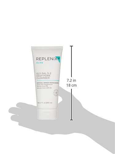 Replenix Gly-Sal Deep Pore Wash bottle angled for clear pore care and oil balance.