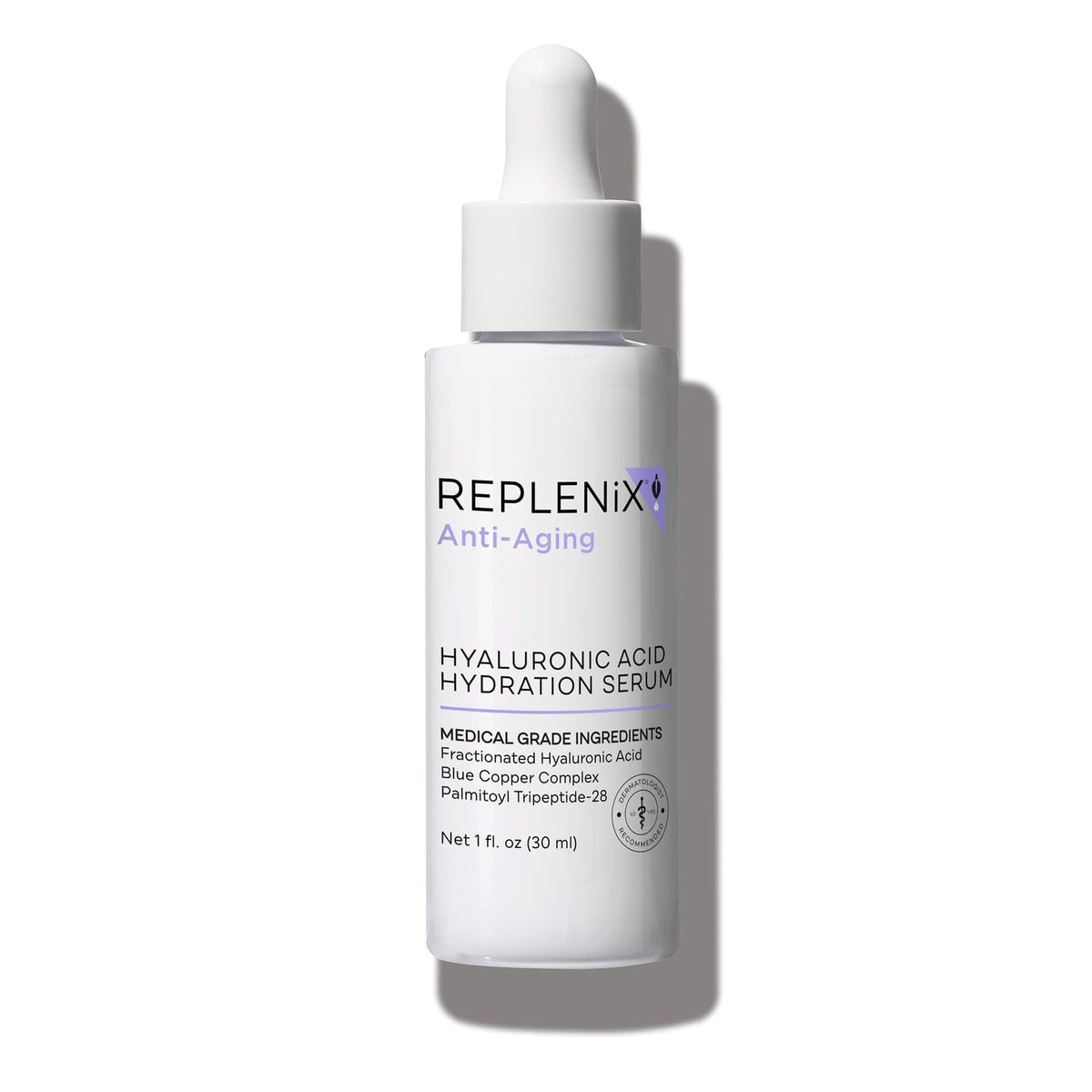 Replenix Pure Hydration serum bottle close-up showing premium hydration