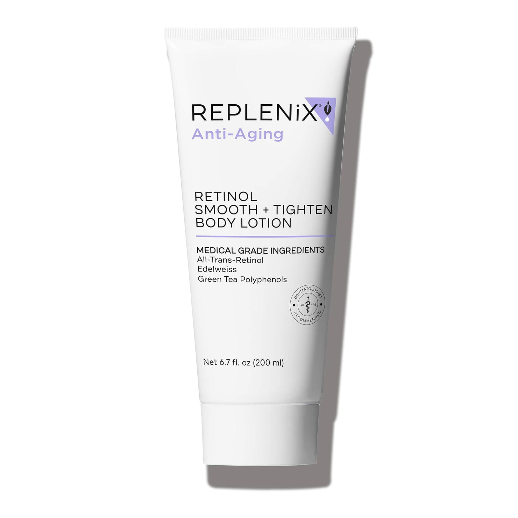 Replenix Retinol Smooth + Tighten bottle showing firming action for improved skin tone