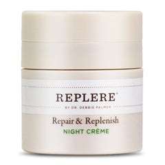 Replere Repair & Replenish night crème bottle for overnight hydration and even skin tone